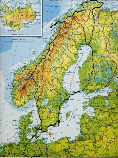 Skandinavien �bersichtskarte