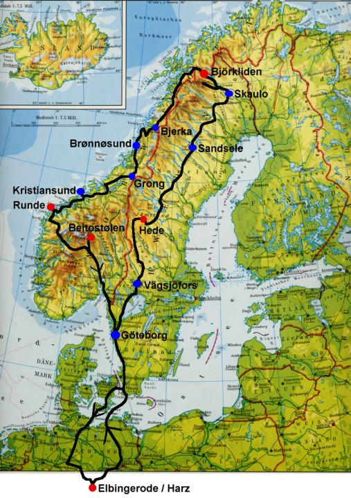 Skandinavien-�bersichtskarte